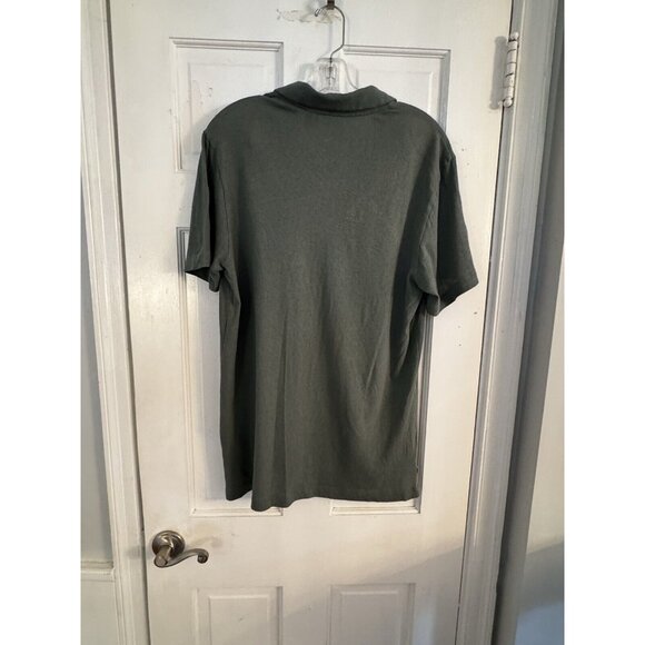 Theory Men’s Sz L Open Collar Cotton Jersey Green Polo Shirt Soft - Picture 3 of 8